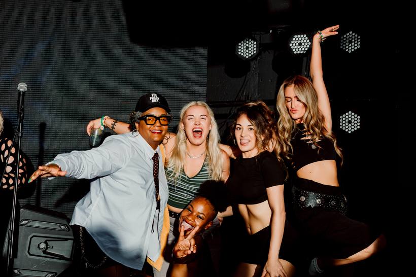 The Spin Lab crew together after a set